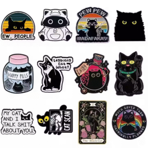 Ew,People Funny Black Cat Enamel Pin Brooches for Women Lapel Pins Badge on Backpack Costume Accessories Jewelry Vintage Gift