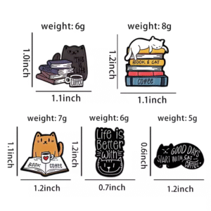This Is Life Enamel Pins Custom Cats Books Coffee Brooches Lapel Badges Animal Pet Reading Jewelry Gift for Kids Friends