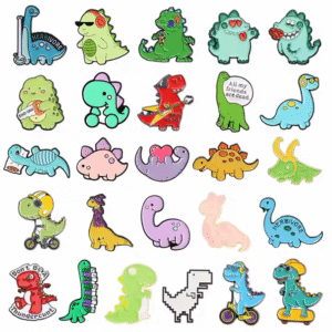 Tyrannosaurus Rex Stegosaurus Triceratops Iguanodon Pterosaur Enamel Pins Dinosaur Brooches Lapel Badge Jewelry Gift for Friends