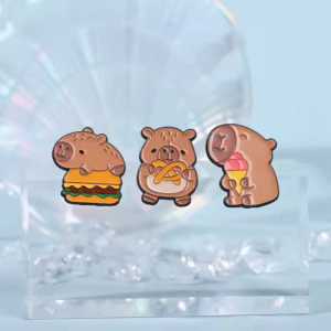 Cute Capybaras Enamel Pins Black Fluid Cat Brooches Lapel Badge Punk Animal Jewelry Gift for Friends