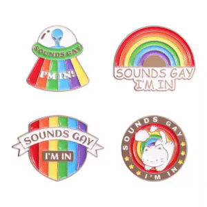 Sounds Gay I'm in LGBT Pride Enamel Pin Creative Rainbow Alien UFO Cat Badge Bag Lapel Brooches Fashion Jewelry for Best Friends