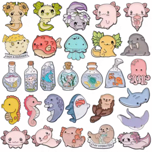Marine Creatures Enamel Pin Cute Puffer Whale Sharks Jellyfish Sea Animal Brooch Lapel Badge Wholesale Jewelry Gifts for Friends