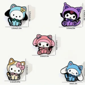 Pin Set 5 Pcs - Sanrio Cosplay Cat, Hello Kitty, Kuromi, Melody, Cinnamoroll