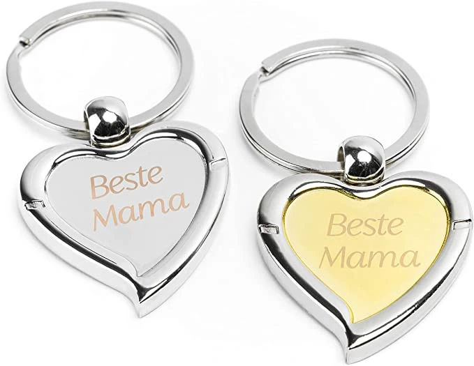 customized laser engraved heart shaped keychain
